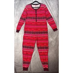 Xhilaration Christmas One Piece Pajamas Fair Isle Reindeer Cotton Y2K XL Target
